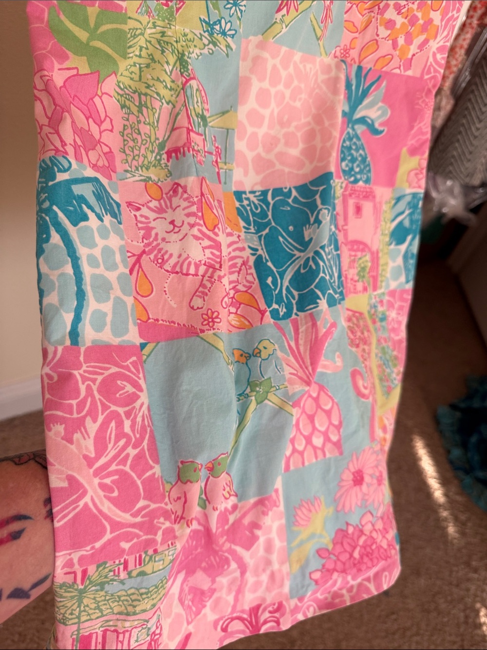 Lilly Pulitzer 💗Colorblock Patchwork Sleeveless Shift Dress - Pink, Blue & Green - Picture 9 of 15